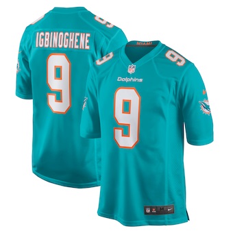 mens nike noah igbinoghene aqua miami dolphins game player j